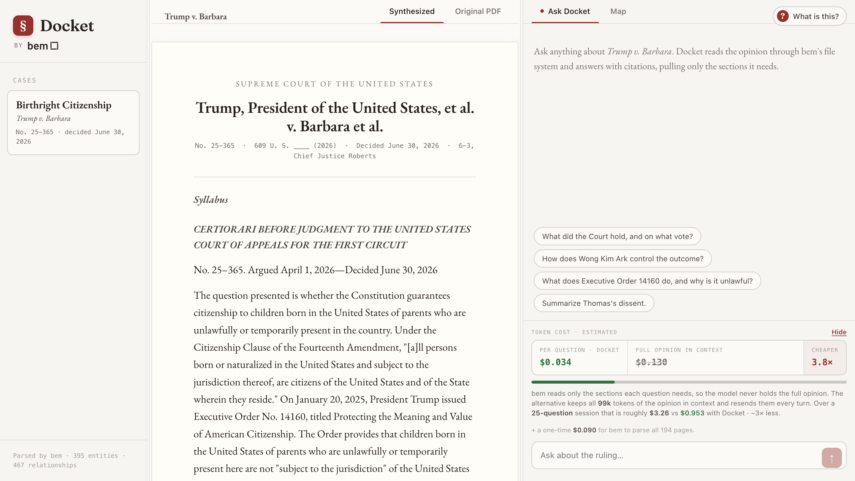 Docket: turning a Supreme Court opinion into a legal-AI app
