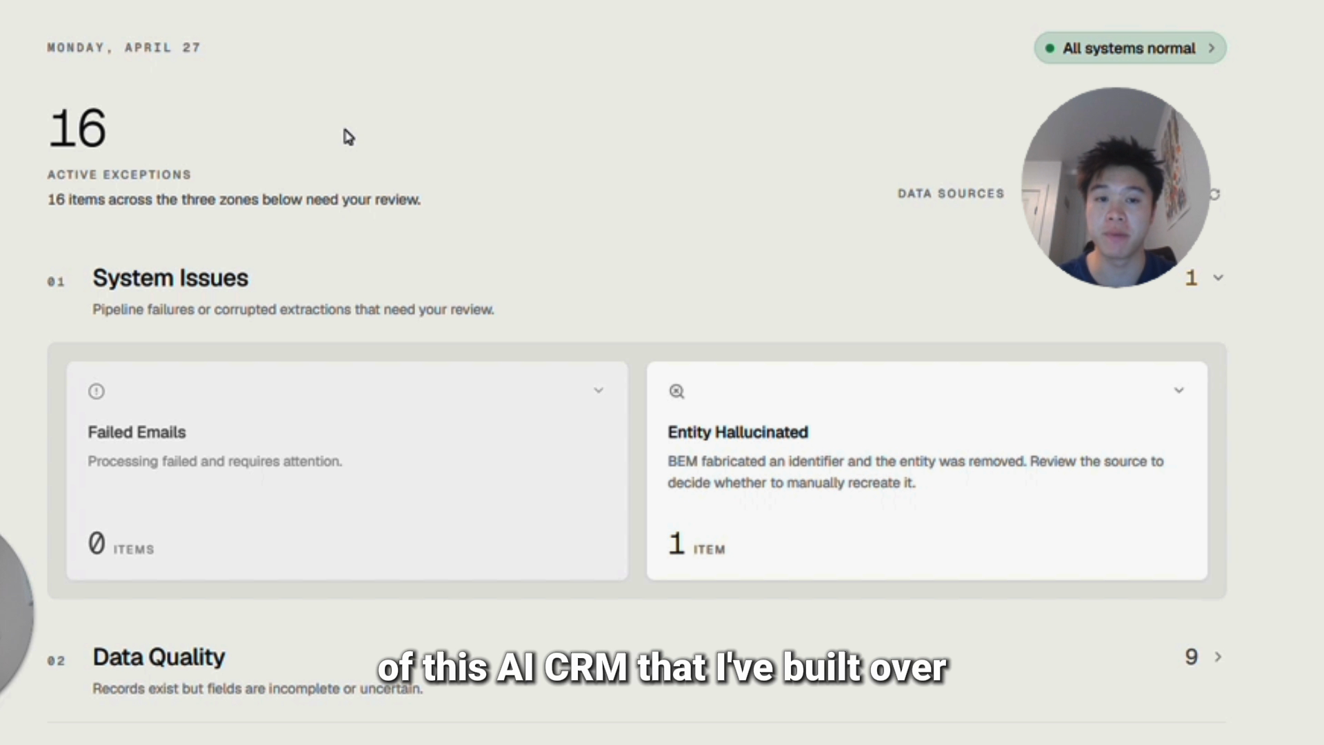 AI CRM Exceptions Dashboard